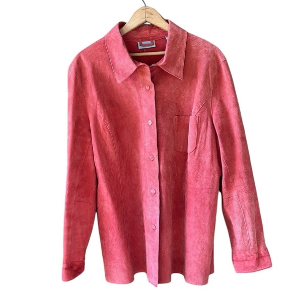 Marsh Landing Sz L 100% Suede Coral Shirt Jacket - Picture 1 of 9